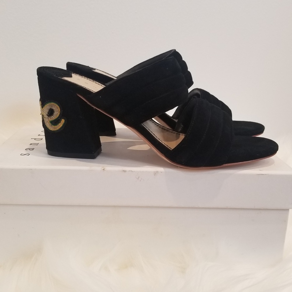 SANDRO ❤️ NIB TRUE LOVE VELVET CHUNKY HEELS SZ 9 - Picture 5 of 14